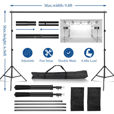 10Ft Adjustable Photography Background Stand Photo Backdrop Crossbar Frame