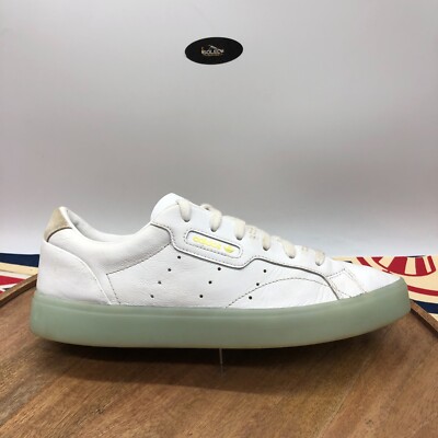 Adidas Sleek Ice White Leather Mint Low Top Sneakers Shoes US Womens 10.5 G27342