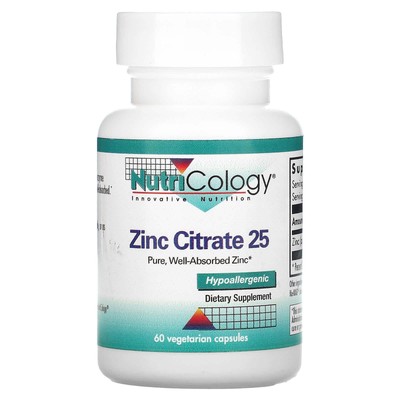 3 X Nutricology, Zinc Citrate 25, 60 Vegetarian Capsules