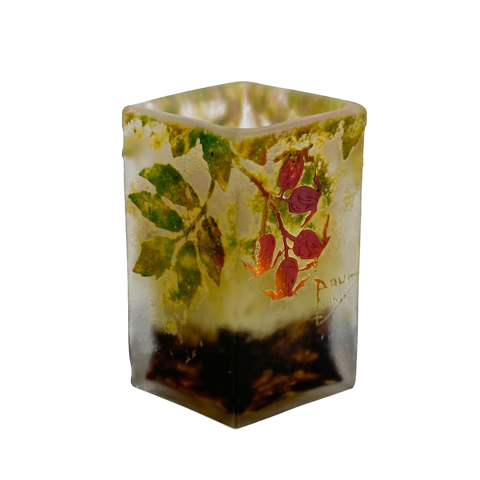 Daum Nancy France Acid Etched Cameo Vitrified Fire Polished