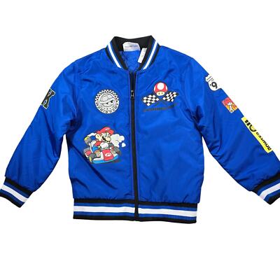 Super Mario Kart Racing Jacket Youth 6/7 Blue Full Zip Video