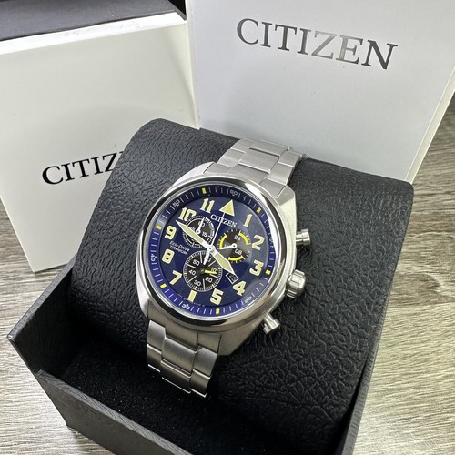 Pre-owned Citizen New✅titanium✅  Eco-drive Garrison Blue Number Dial Men's Watch At2480-57l