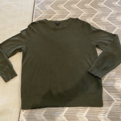 J. Crew Long Sleeve Green Cashmere Blend Crewneck Sweater Large