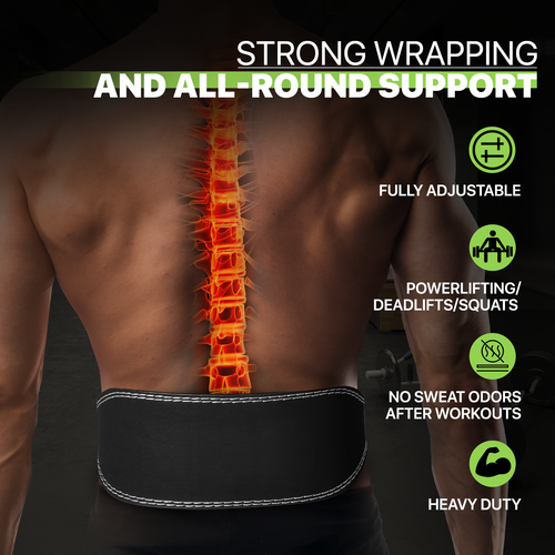 Weight Lifting Belt Fitness Leather Bodybuilding Strength Training Back Support
