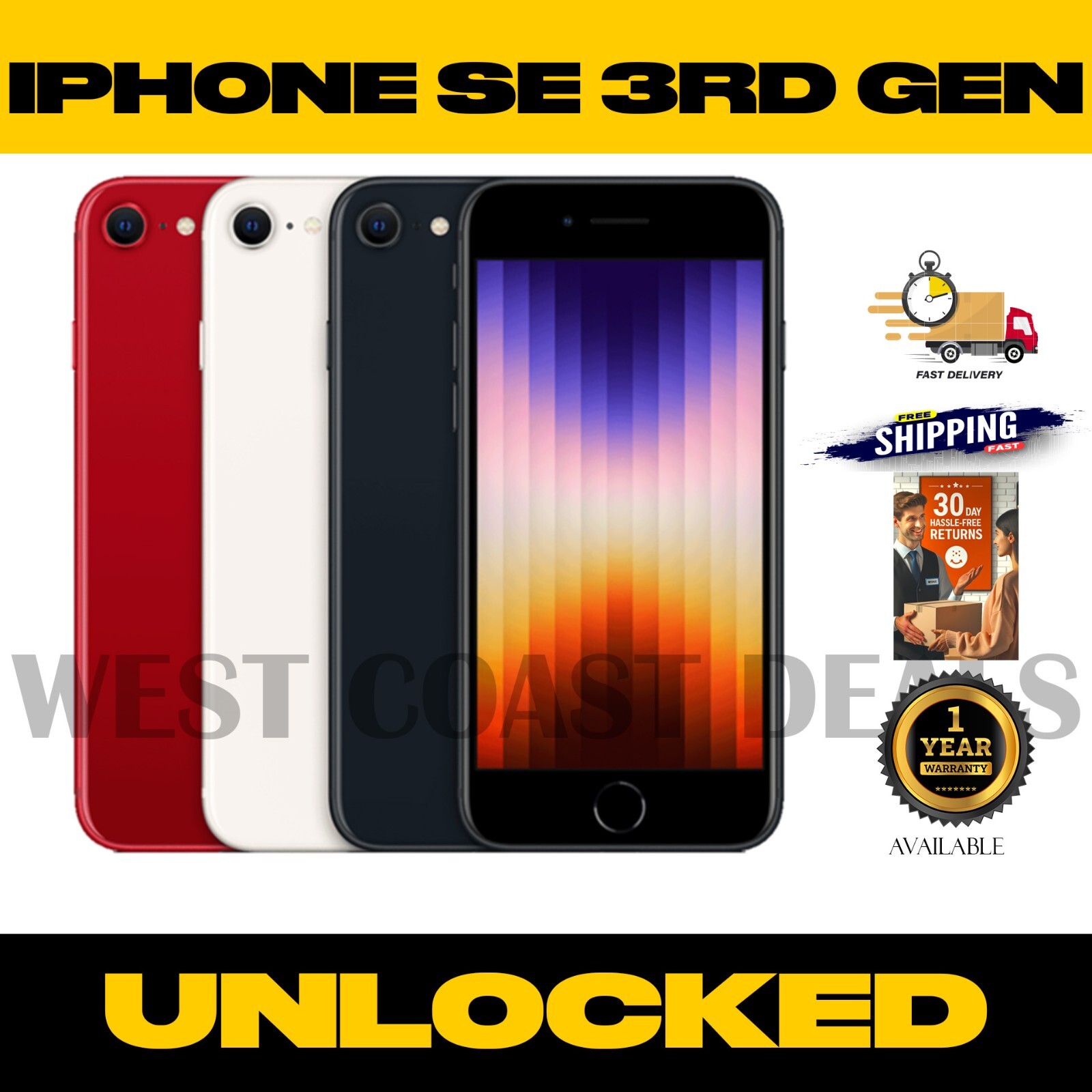New Apple iPhone SE 3rd Gen 2022 128GB T-Mobile Locked