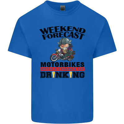 Biker Weekend Forecast Motorbikes Mens Cotton T-Shirt Tee Top