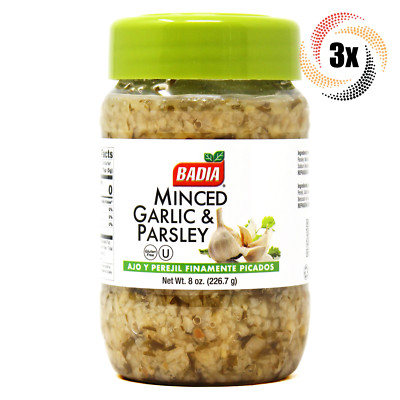 3x Jars Badia Minced Garlic & Parsley | 8oz | Gluten Free & Kosher