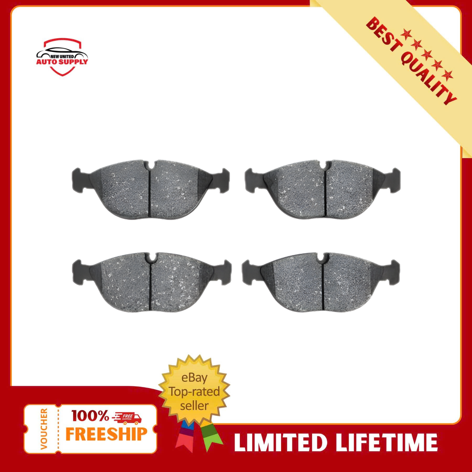 Front EUR682 Ceramic Brake Pads Fits 1995-2006 BMW Audi Chrysler Mercedes-Benz