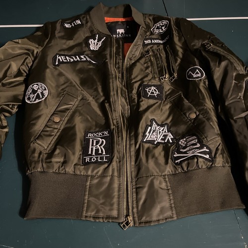 American Stitch S- Patchwork Bomber Jacket Rolls Royce Logo