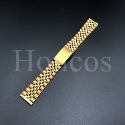 WATCH BAND BRACELET FITS FOR OMEGA SPEEDMASTER 18 MM SOLID LINK STAINLESS GOLD