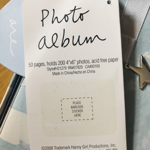 NEW White & Blue Baby Boy Photo Album Holds 200 4x6 Photos, 50 Pages