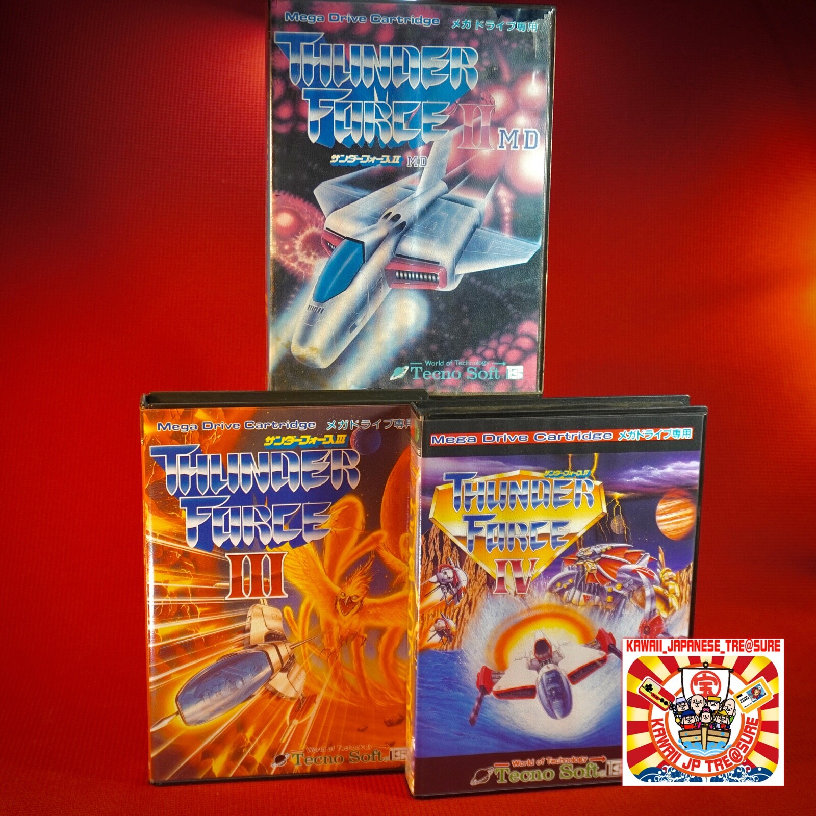 Thunder Force Ⅱ Ⅲ Ⅳ 2 3 4 Lot 3 Set Sega Mega Drive MD Thunder Force Ⅱ Ⅲ Ⅳ 2 3 4 Lot 3 Set Sega Mega Drive MD