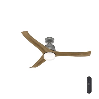 Hunter Fan 54 in Contemporary Matte Silver Ceiling Fan with Remote and Light Kit