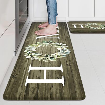 Collive Kitchen Mats Cushioned Anti Fatigue Sets 2 Piece Non-Skid Waterproof ...