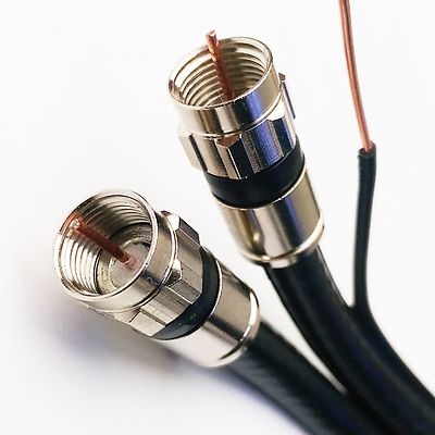 SIAMESE DUAL COAXIAL RG-6 CABLE W/ GROUND MESSENGER 3GHZ UL ETL PPC F-CONNECTORS