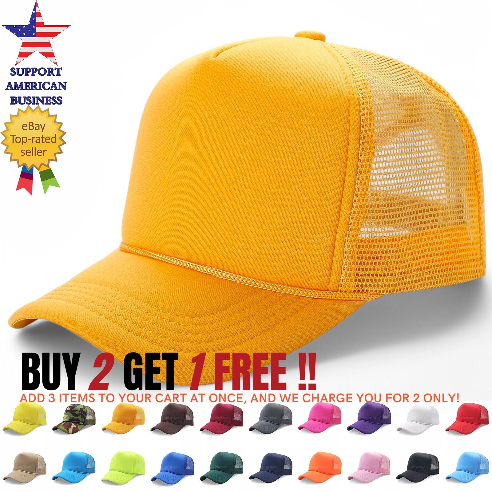 Mens Trucker Hat Mesh Foam Baseball Cap Snapback Adjustable