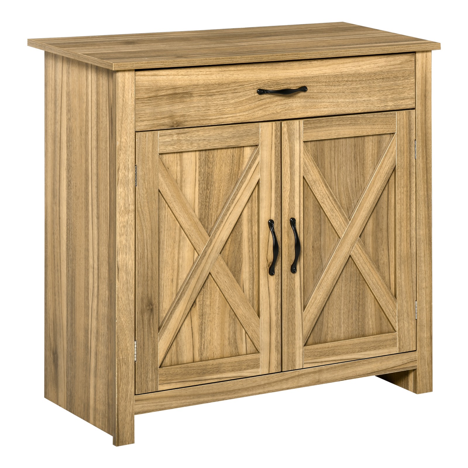 Farmhouse Buffet Cabinet with Barn Door Drawer Adjustable Shelf Natural Wood