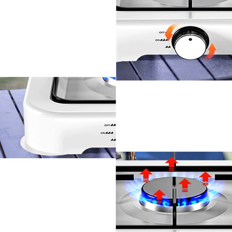 Portable Gas Camping Stove 3 Burners Outdoor Camping Stove w/Lid 2.2kw*2+1kw*1