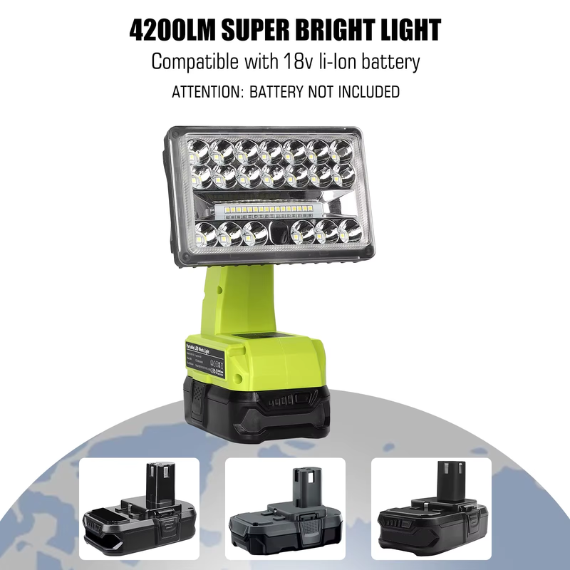2000LM Floodlight Spotlight Compatible with Ryobi 18V ONE+ Battery 36 LEDs 110°