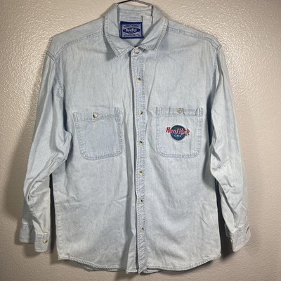 90’s Vintage Hard Rock Cafe Denim Jean Shirt Button Long Sleeve size S