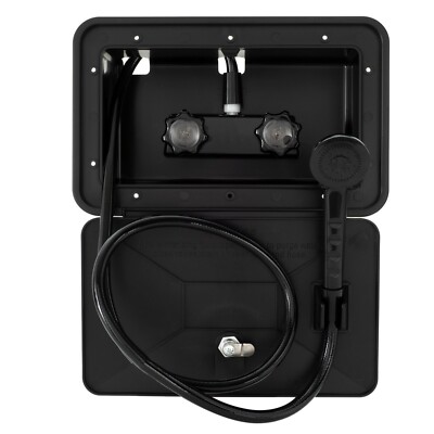 RV Exterior Outdoor Shower Box Kit Faucet Cowboy Shower Black