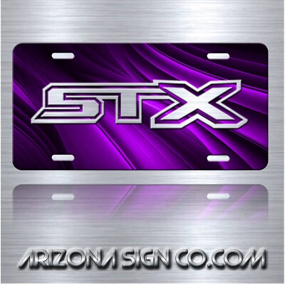 STX inspired Art Purple and Silver Aluminum License Plate Tag Gift New