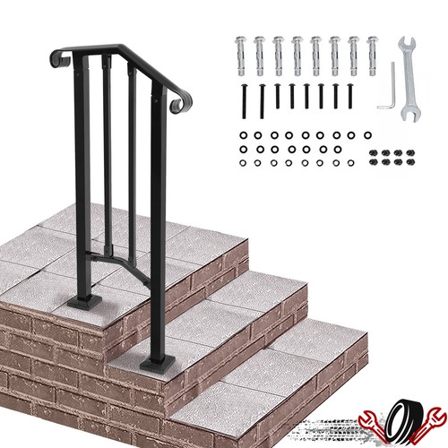 Стальные перила для лестничных перил для 1 или 2 ступенчатых перил на открытом воздухе черного цвета