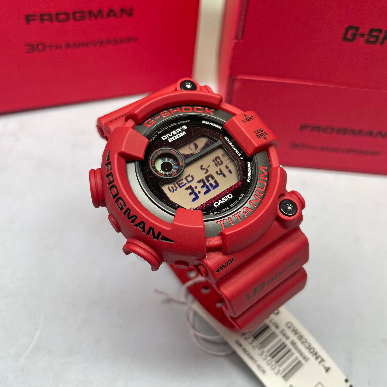 Pre-owned Casio G-shock Frogman Digital Titanium 30 Anniversary 8200 Red Watch Gw8230nt-4