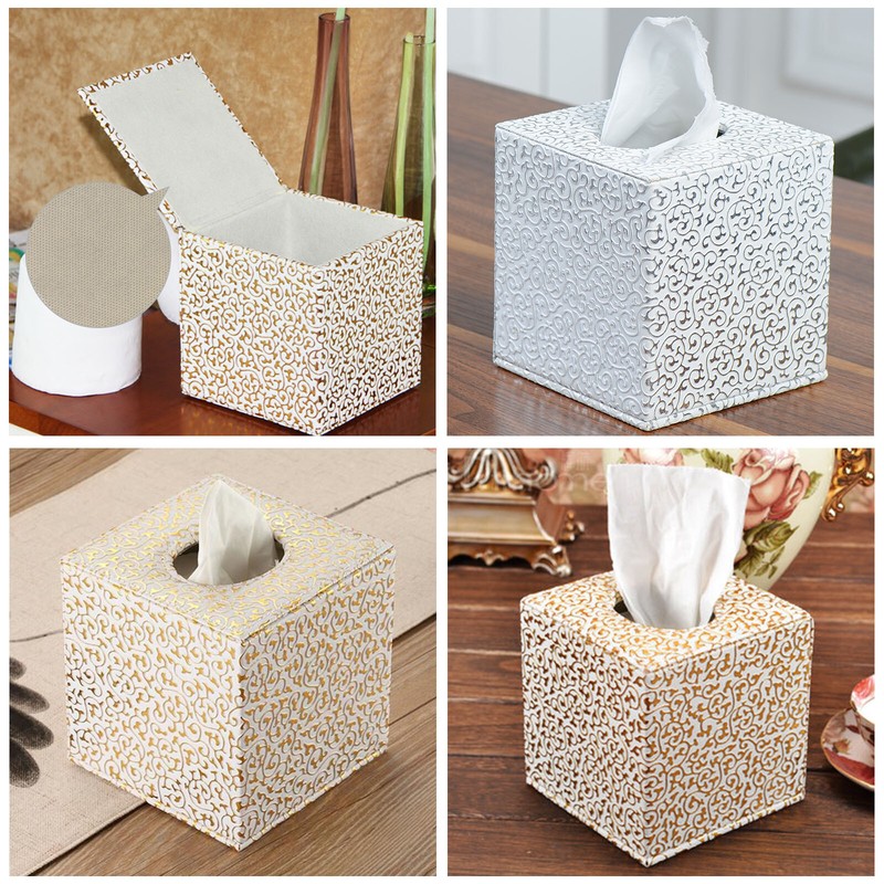 Tissue Box Holder Carved Cube Square Napkin Dispenser Bedroom Office Reception eBay