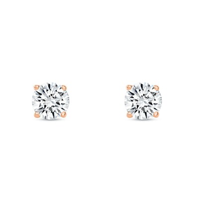 Pre-owned Shine Brite With A Diamond 1 Ct Round Labcreated Grown Diamond Earrings 14k Rose Gold F/vs Basket Screwback In White/colorless