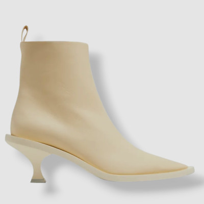 $1350 Jil Sander Womens Ivory Bicolor Western Ankle Boot Shoes Size EU 36/US 6