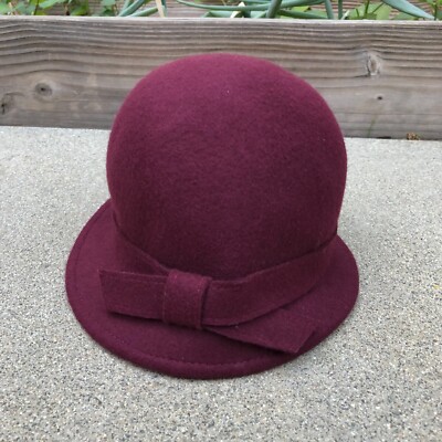ZARA Bucket Bowler Hat Women's One Size 100% Wool Purple Packable Travel