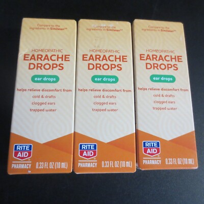 Earache Homeopathic Relief Ear Drops, 3 BOXES - 0.33 OZ EACH