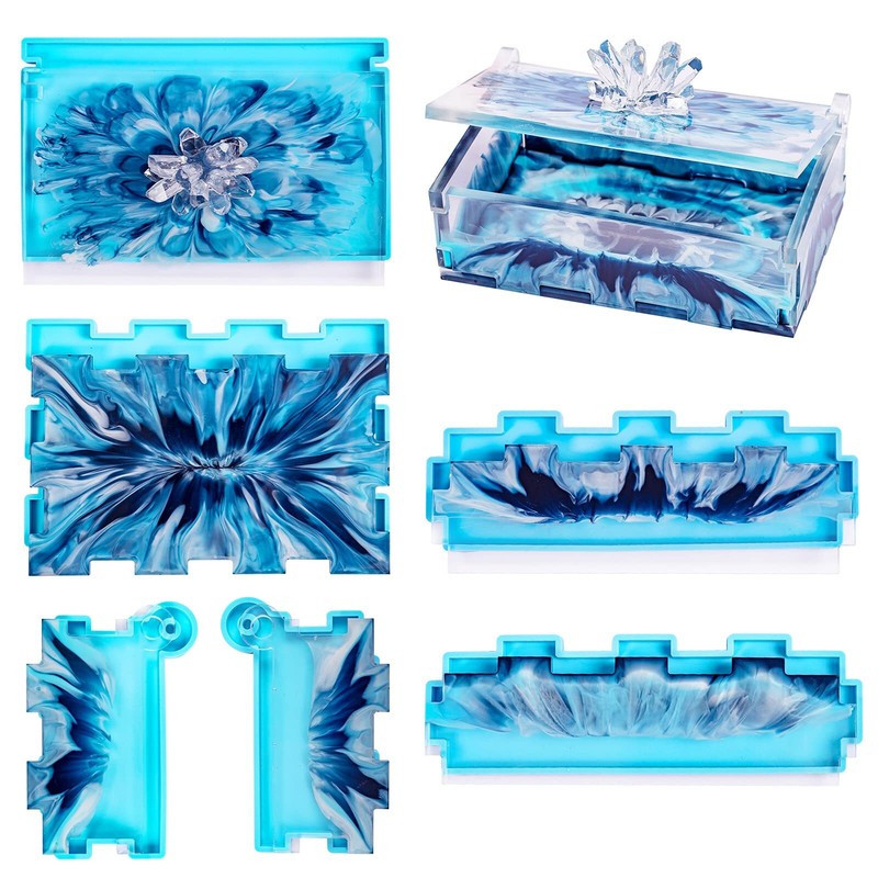 Large Resin Storage Box Mold with Lid for Jewelry Crafts