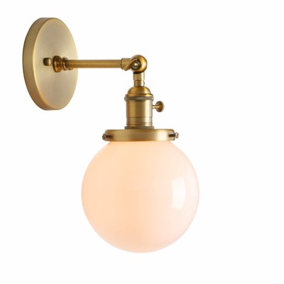 Permo Vintage Industrial Wall Sconce Lighting Fixture with Mini 5.9 Round Glo...