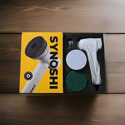 SYNOSHI Rechargeable Cordless Electric Power Spin Scrubber with 3 Cleaning Heads