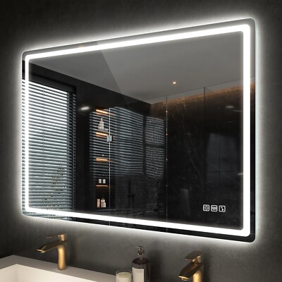 Modern LED Vanity Mirror Bathroom Bluetooth 3 Color Lights Wall Mirror 40*28in