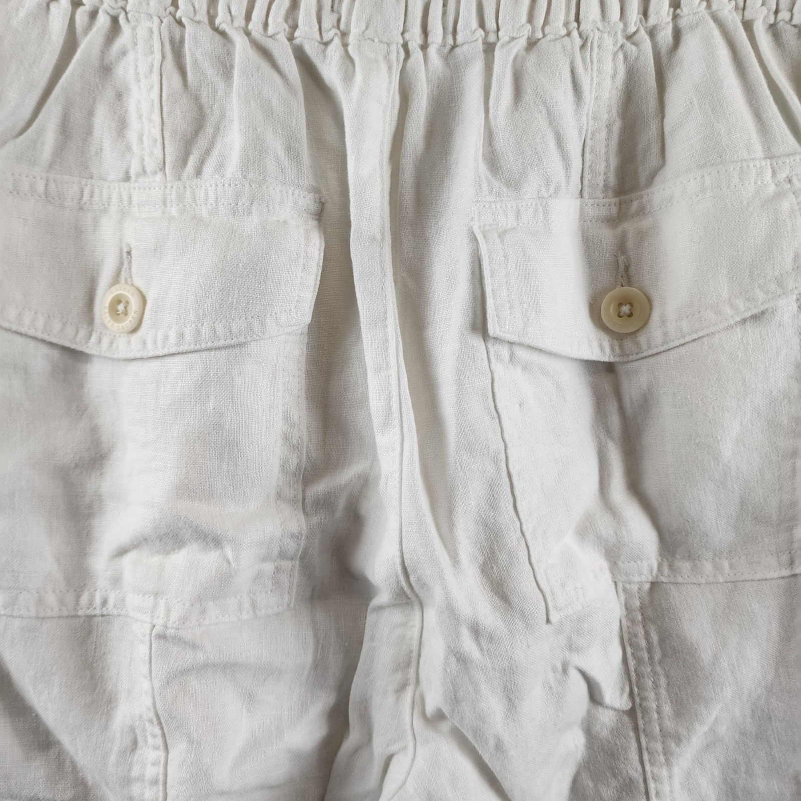 Lauren Ralph Lauren Linen Cargo Pants Women's 6 White Pockets Button Zip Closure - Picture 17 of 17