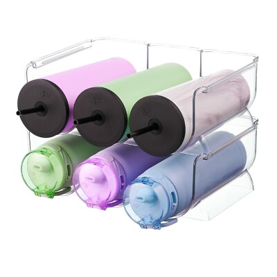 2 Pack Plastic Stackable Water Bottle Holders Clear Plastic Water Bottle Rack