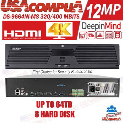 Hikvision 64CH 32CH 8K NVR DS-9664NI-M8 DS-9632NI-M8 12MP RESOLUTION NVR 8 SATA