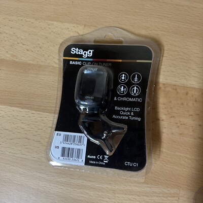 Stagg CTU-C1 Black Automatic Chromatic Clip-On Tuner for Guitar , Uke, Violin +