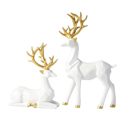 2 Pack Nordic Christmas Reindeer Ornaments Clear Deer Figurine Table Top Decor