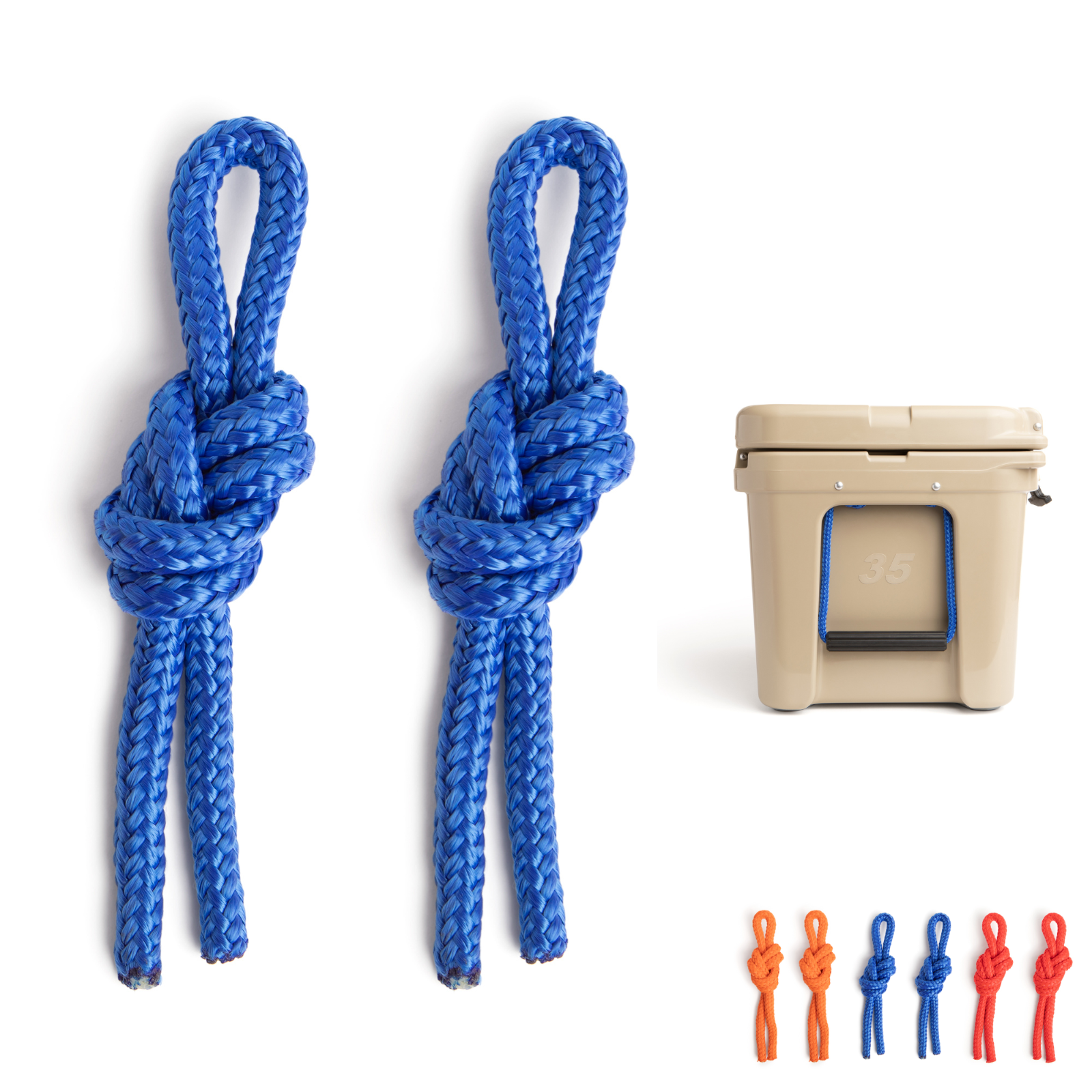 Rubber Latch Kit + Rope Handles for YETI + RTIC Coolers - Orange, Blue, Red