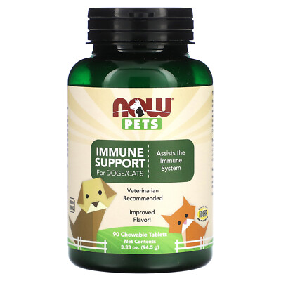 Now Foods Pets Immune Support For Dogs Cats 90 жевательных таблеток без глютена