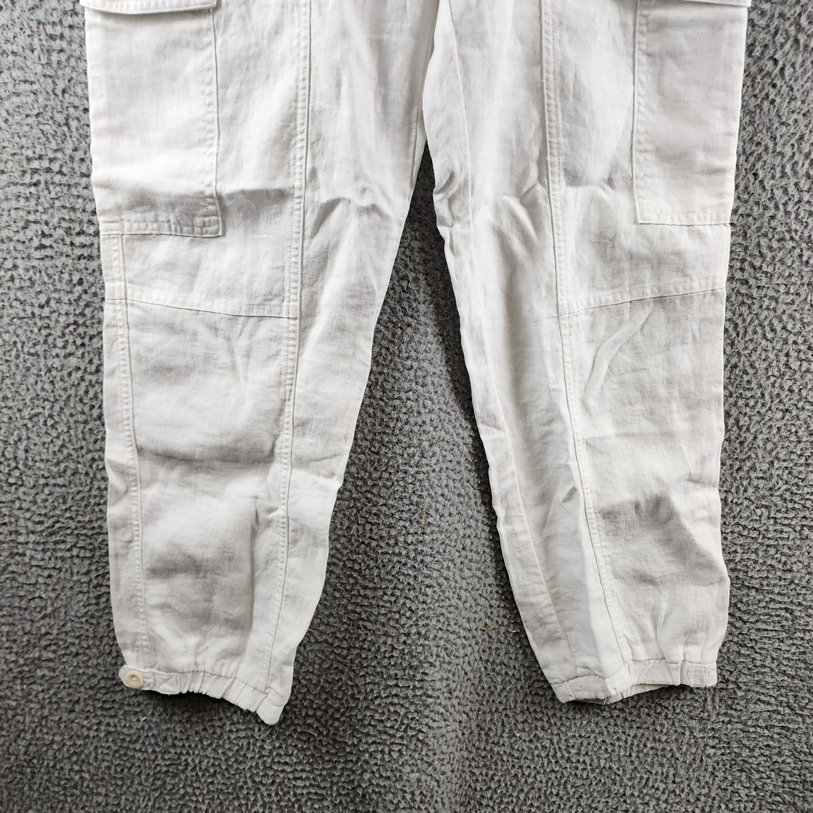 Lauren Ralph Lauren Linen Cargo Pants Women's 6 White Pockets Button Zip Closure - Picture 3 of 17