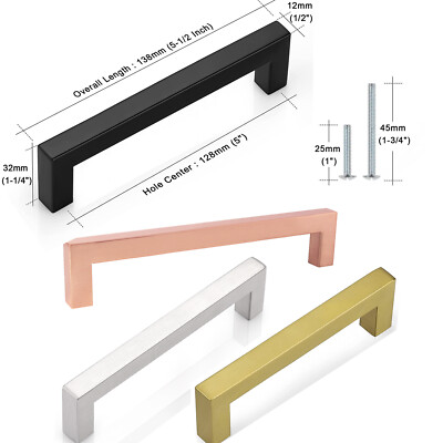 Probrico Cabinet Pulls Square Drawer Handles Kitchen Knobs Cupboard 3''4'' 5''