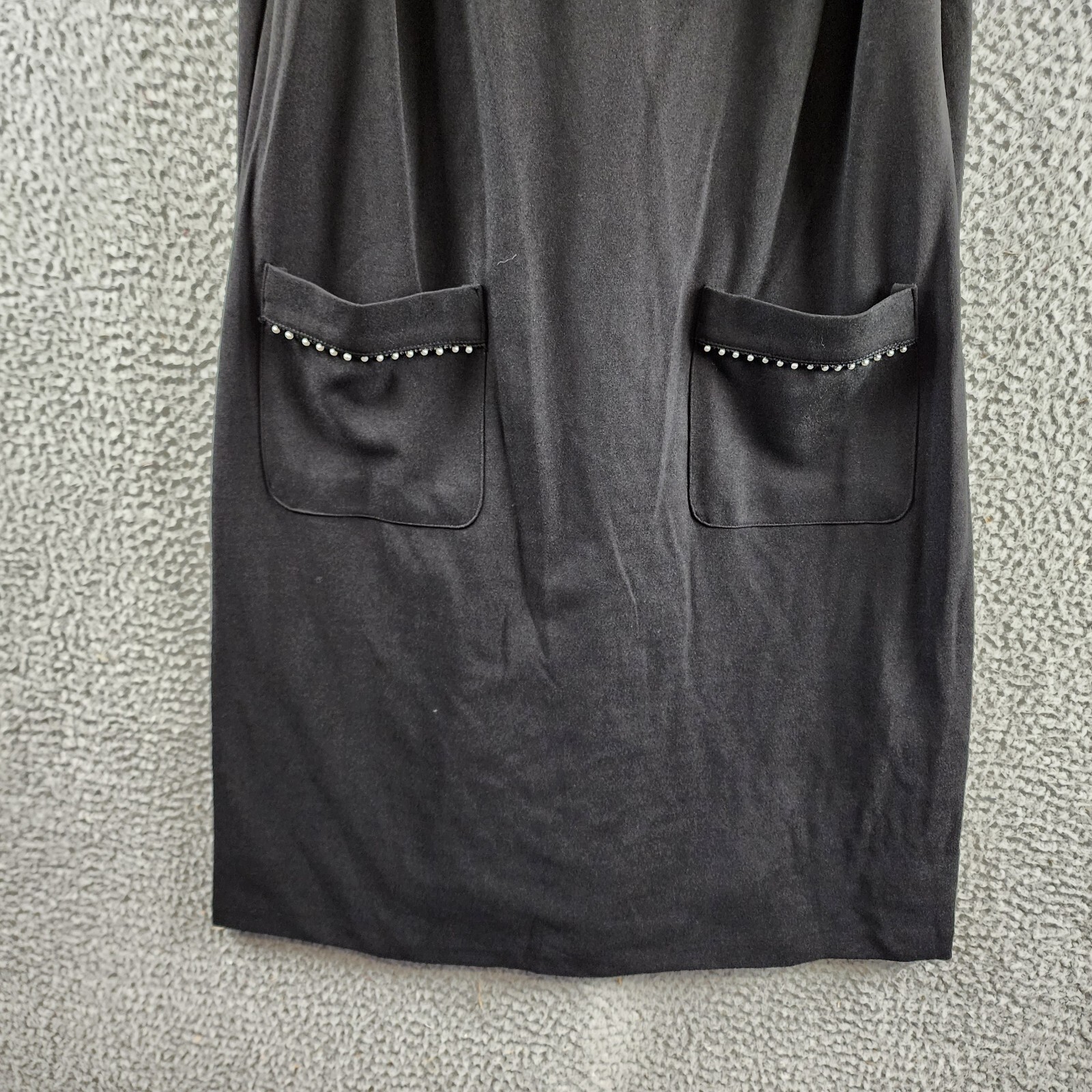 Julia Jordan Imitation Pearl Trim Stretch Jacquard Shift Dress Women's 12 Black - Picture 3 of 14