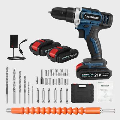 2.5Ah Battery 21V Cordless Drill Combi Driver 1650RPM Electric Screwdriver Set