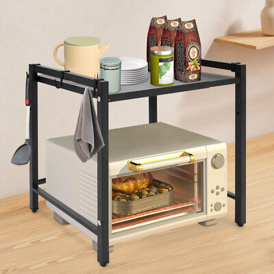 Microwave Oven Rack Extendable Shelf Heavy Duty Stand Counter Top Organizer