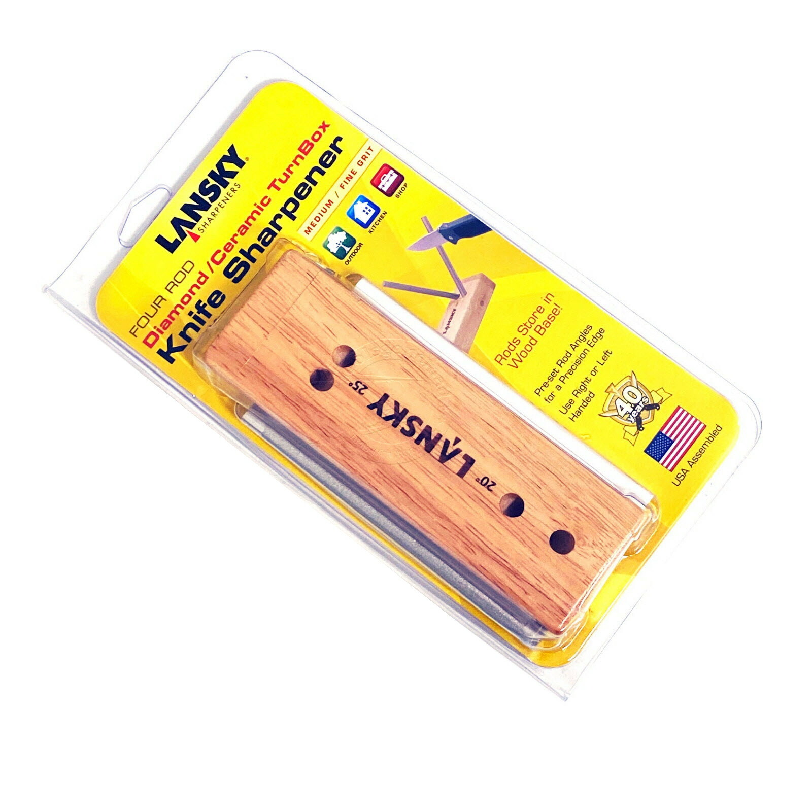 Lansky Turn Box 4 Rod Diamond and Ceramic Crock Stick Knife Sharpener